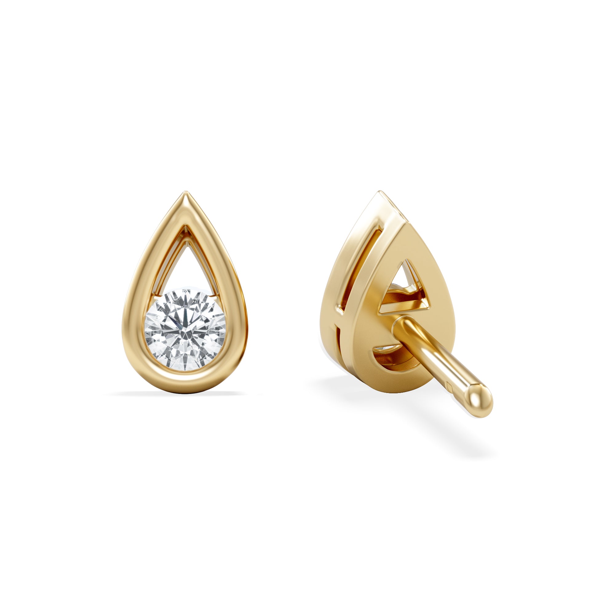 Teardrop 0.21ct Round Cut Lab Grown Stud Earrings in 18K Gold Vermeil